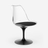 Set 2 Stühle aus weißem und schwarzem Polycarbonat mit rundem Tulpen-Tisch 80cm Raxos 