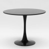 Set 2 Stühle aus weißem und schwarzem Polycarbonat mit rundem Tulpen-Tisch 80cm Raxos 