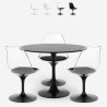 Set Tisch Tulipan rund 90cm weiß schwarz 3 durchsichtige Stühle Wasen