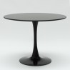 Set Tisch Tulipan rund 90cm weiß schwarz 3 durchsichtige Stühle Wasen 