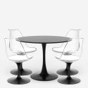 Set 4 Stühle weiß schwarz transparenten Tisch Tulipan rund 100cm Yallam. Maße