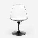 Set 4 Stühle weiß schwarz transparenten Tisch Tulipan rund 100cm Yallam. 