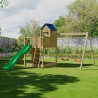 Scivolo casetta arrampicata altalena doppia parco giochi da giardino Treehouse Saldi