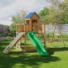 Scivolo casetta arrampicata altalena doppia parco giochi da giardino Treehouse Sconti