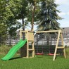 Aire de jeux extérieure pour enfants toboggan double balançoire et mur d'escalade Funny-3 DS Remises