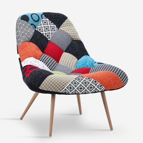 Sofa-Sessel Mehrfarbiger Patchwork-Stoff Skandinavischer Stil Nevada Aktion