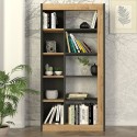 Modernes Bücherregal 10 Fachböden Holz schwarz anthrazit 75x25x150cm Kevork Sales