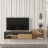 Meuble TV moderne design suspendu 1 porte et étagère 180x32x42cm Trella 