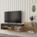 Meuble TV moderne design suspendu 1 porte et étagère 180x32x42cm Trella 