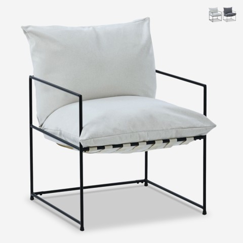 Modernes Design Sessel in minimalistischen Stil Stoff Metall schwarz Alaska Aktion