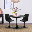 Set 2 transparente Tulipan Küche runder Esstisch schwarze Stühle 80cm Almat Angebot