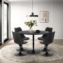Set 4 Stühle aus schwarzem Polycarbonat, runder Tulipan-Küchentisch 120 cm Haki+ Sales