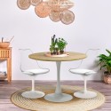 Set 2 Stühle Küche Stil Tulipan Tisch weiß Holz rund 80cm Meis Sales