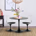 Set 2 Stühle aus weißem und schwarzem Polycarbonat mit rundem Tulpen-Tisch 80cm Raxos Katalog