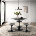 Set Tisch Tulipan rund 90cm weiß schwarz 3 durchsichtige Stühle Wasen Rabatte