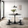 Set 4 Stühle weiß schwarz transparenten Tisch Tulipan rund 100cm Yallam. Lagerbestand
