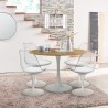 Set 4 weiße transparente Stühle Tulpenholz runder Tisch 120cm Meis+ Angebot