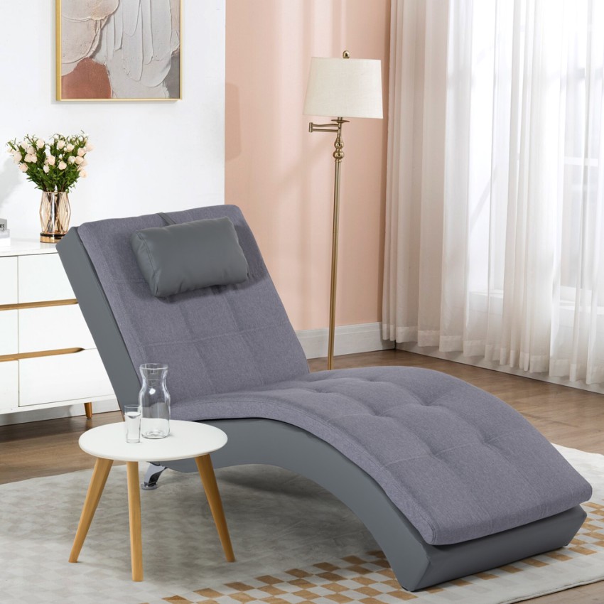 Chaise longue modernes Design Wohnzimmer Sessel Kunstleder grau Lyon Aktion