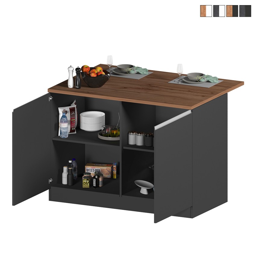 Isola centrale per cucina moderna 2 ante tavolo legno 125x90x90cm Deer Promozione Isola centrale per cucina moderna 2 ante tavolo legno 125x90x90cm Deer Promozione