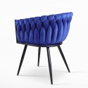 Fauteuil en velours design avec accoudoirs pour cuisine et salon Chantilly 