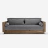 Sofa 3-Sitzer rustikales Holz 225x81x81cm Kissen Stoff Grau Morgan. Angebot