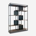 Libreria stile industriale 140x30x183h legno e metallo da parete Dolmen Promozione