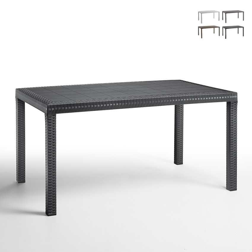 Tavolo da giardino esterno 150x90cm in rattan polipropilene Houston Offerta Tavolo da giardino esterno 150x90cm in rattan polipropilene Houston Offerta