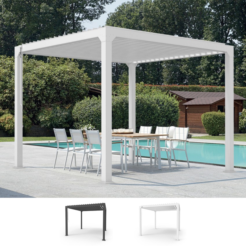 Pergola bioclimatica da giardino 3x3m manuale in alluminio Guadalupe Promozione