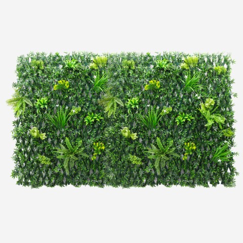 Siepe piante artificiale da giardino grigliato 200x100cm estensibile Laurus Promozione