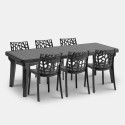 Salon de jardin table extensible 160-220cm + 6 chaises noir Liri Dark Remises