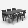 Salon de jardin table extensible 160-220cm + 6 chaises noir Liri Dark Dimensions