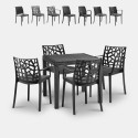 Garten-Set viereckiger Tisch 80x80cm Rattan 4 Stühle Schwarz Nisida Dark Rabatte