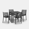 Garten-Set viereckiger Tisch 80x80cm Rattan 4 Stühle Schwarz Nisida Dark Verkauf