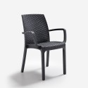 Salon de jardin table carrée 80x80cm rotin + 4 chaises noir Nisida Dark 