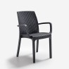Set da giardino tavolo quadrato 80x80cm rattan 4 sedie nero Nisida Dark 
