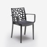 Garten-Set viereckiger Tisch 80x80cm Rattan 4 Stühle Schwarz Nisida Dark 
