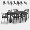 Gartenmöbelset Rattan-Tisch 150x90cm 6 Außenstühle Schwarz Meloria Dark Rabatte