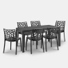 Salon de jardin table en rotin 150x90cm 6 chaises noires Meloria Dark Catalogue