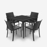 Gartenset 4 Stühle rechteckiger Außentisch 80x80cm Schwarz Provence Dark Eigenschaften