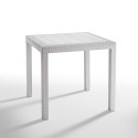 Set Garten-Tisch Außenbereich 80x80cm Rattan 4 Stühle Weiß Nisida Light 