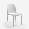 Set Garten-Tisch Außenbereich 80x80cm Rattan 4 Stühle Weiß Nisida Light 