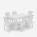 Salon de jardin table rotin 150x90cm 6 chaises blanches Meloria Light Vente