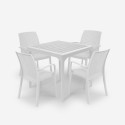 Set da giardino tavolo 80x80cm 4 sedie esterno bianco Provence Light Saldi