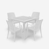 Set da giardino tavolo 80x80cm 4 sedie esterno bianco Provence Light Saldi