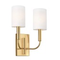 Lampada da muro parete 2 paralumi tessuto bianco stile classico Brianna2 Saldi