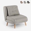 Poltrona letto pieghevole tessuto piedini in legno Miriam Promozione