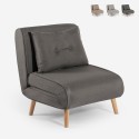 Poltrona letto pieghevole tessuto piedini in legno Miriam Stock