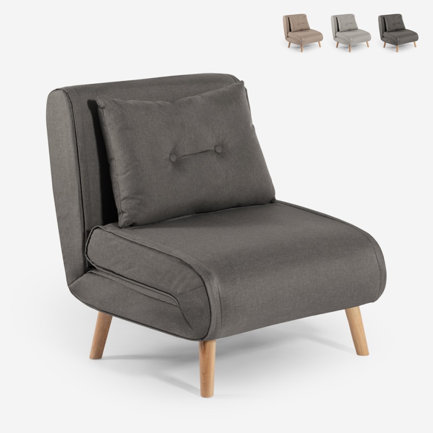 Fauteuil-lit pliant en tissu avec pieds en bois Miriam Choix Fauteuil-lit pliant en tissu avec pieds en bois Miriam Choix