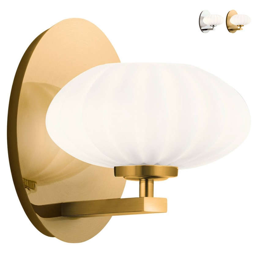 Applique murale moderne en métal avec abat-jour en verre blanc Pim Promotion Applique murale moderne en métal avec abat-jour en verre blanc Pim Promotion