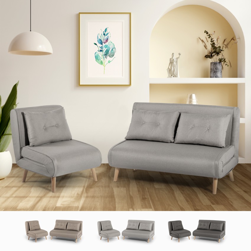 Skandinavisches 2-sitziges faltbares Stoffsofa Set Sienna Verkauf Skandinavisches 2-sitziges faltbares Stoffsofa Set Sienna Verkauf